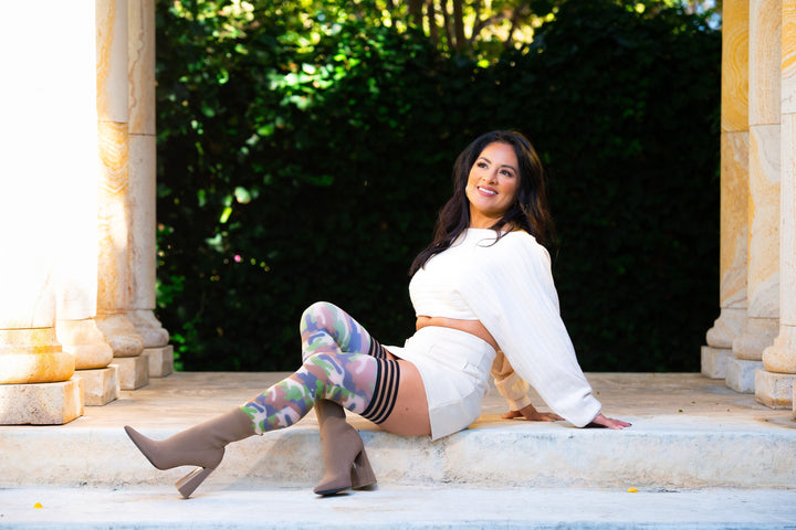 Alex: Camo Thigh-Highs. Petite to Plus Size.