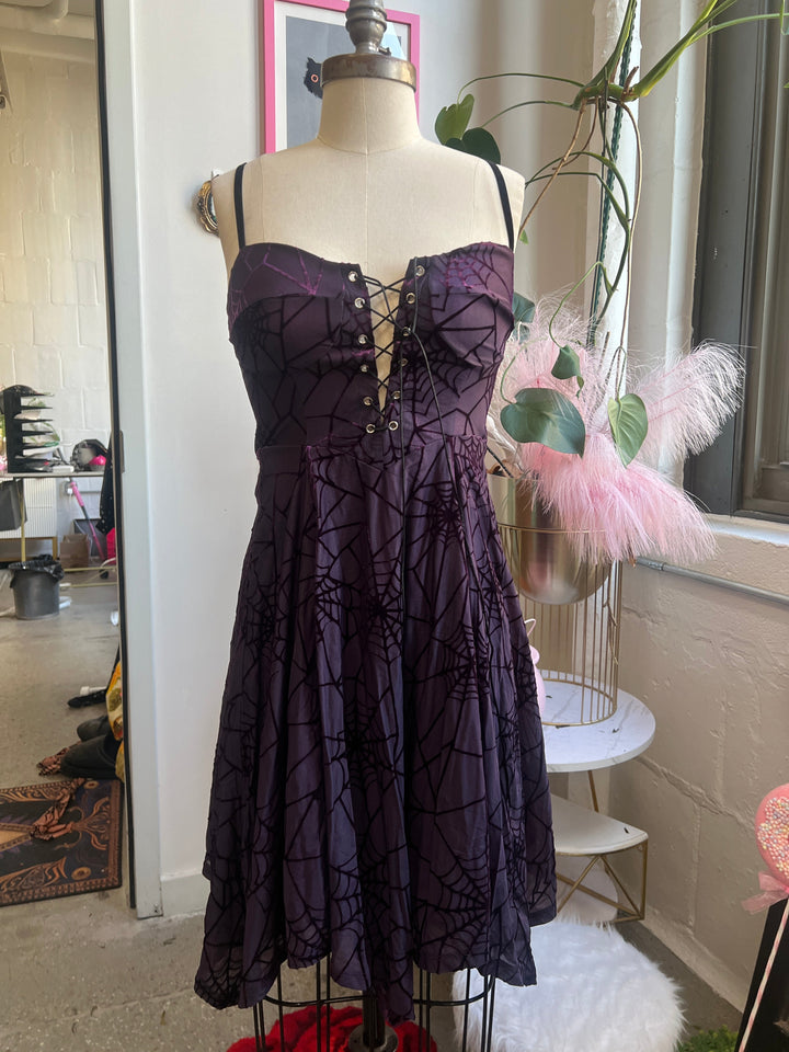 Willow Mini Dress in Violet Spiderweb