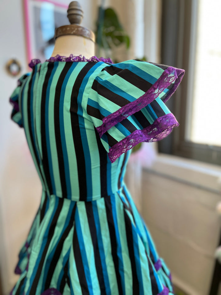 Adelaide Mini Swing Dress in Haunted Stripe