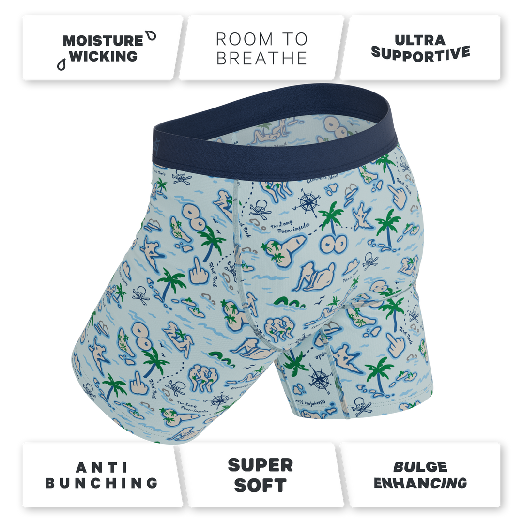The Pirate's Booty | Naughty Map Long Leg Ball Hammock® Pouch Underwear With Fly
