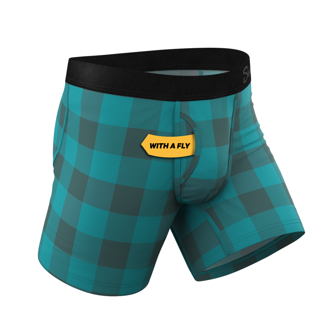 The Plaid And Simple | Green Buffalo Check Ball Hammock® Pouch Underwear With Fly