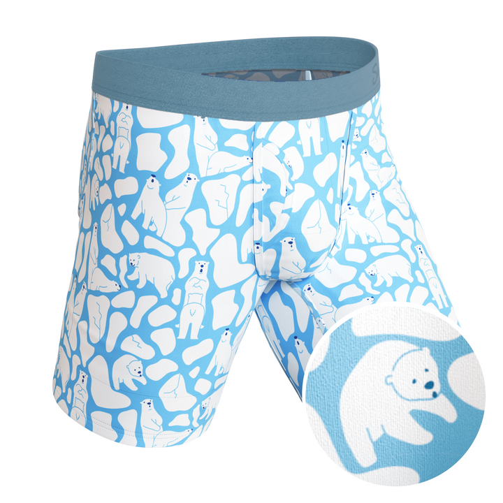 The Polar Polka | Polar Bear Scene Long Leg Ball Hammock® Pouch Underwear With Fly