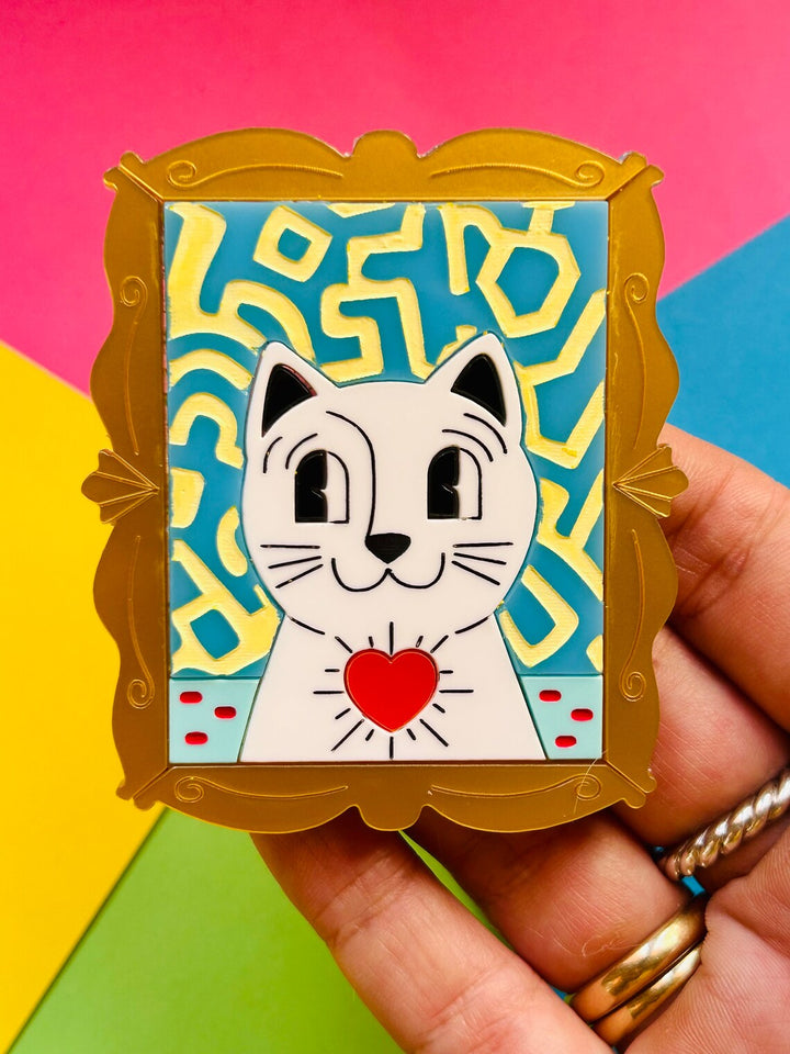 Pop Art / Contemporary Art Style Cat Acrylic Brooch by Makokot Design