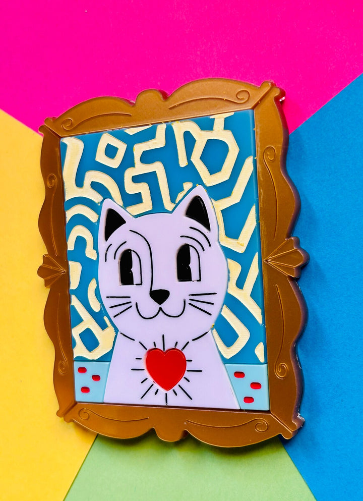 Pop Art / Contemporary Art Style Cat Acrylic Brooch by Makokot Design