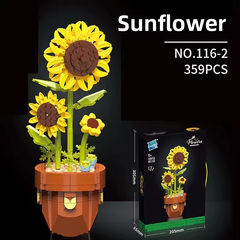 Plant Building Brick Kit - Sunflower by Wizardi F07N11-17-2(116)