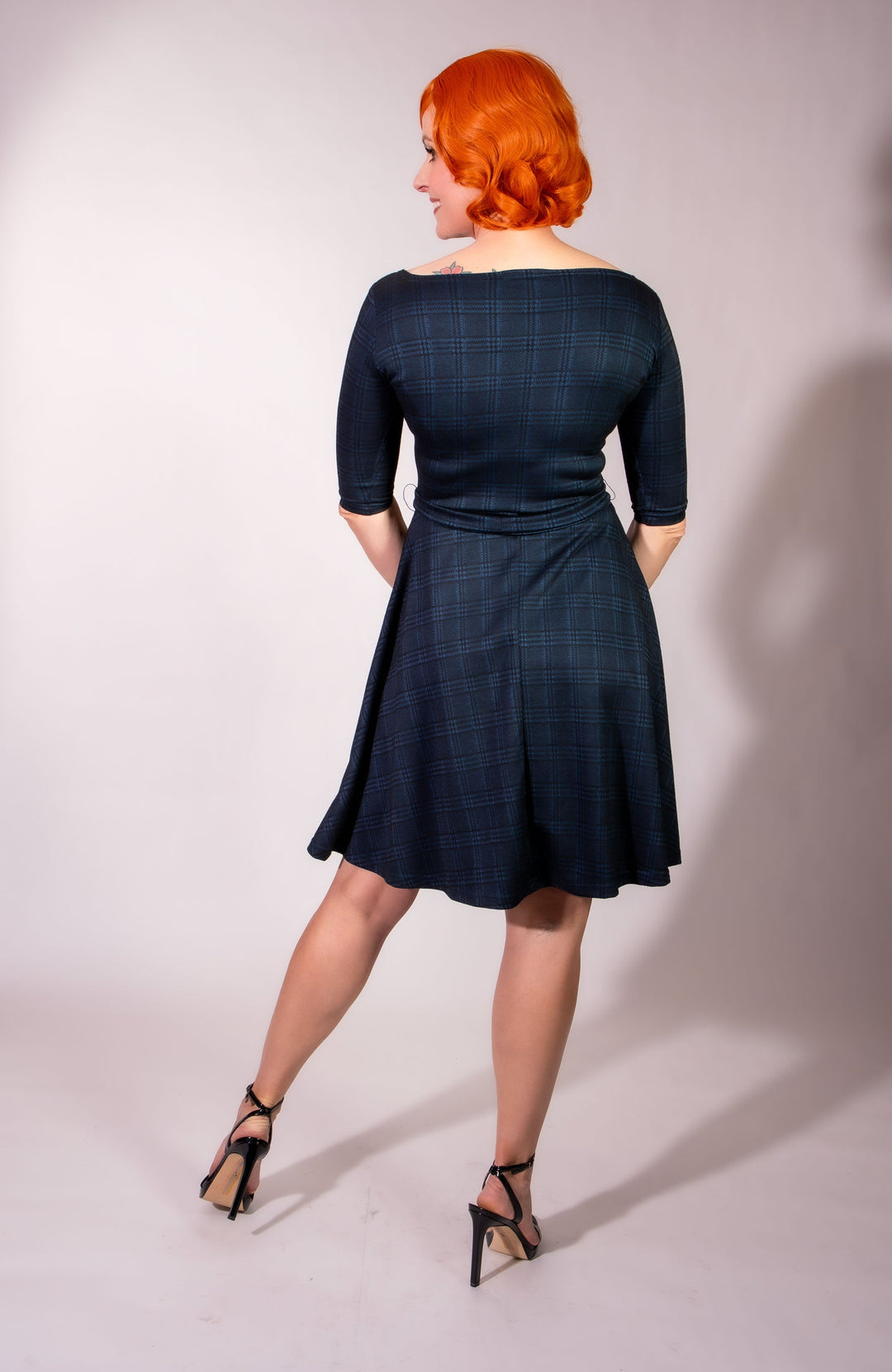 Josephina Dress- Black & Blue Plaid