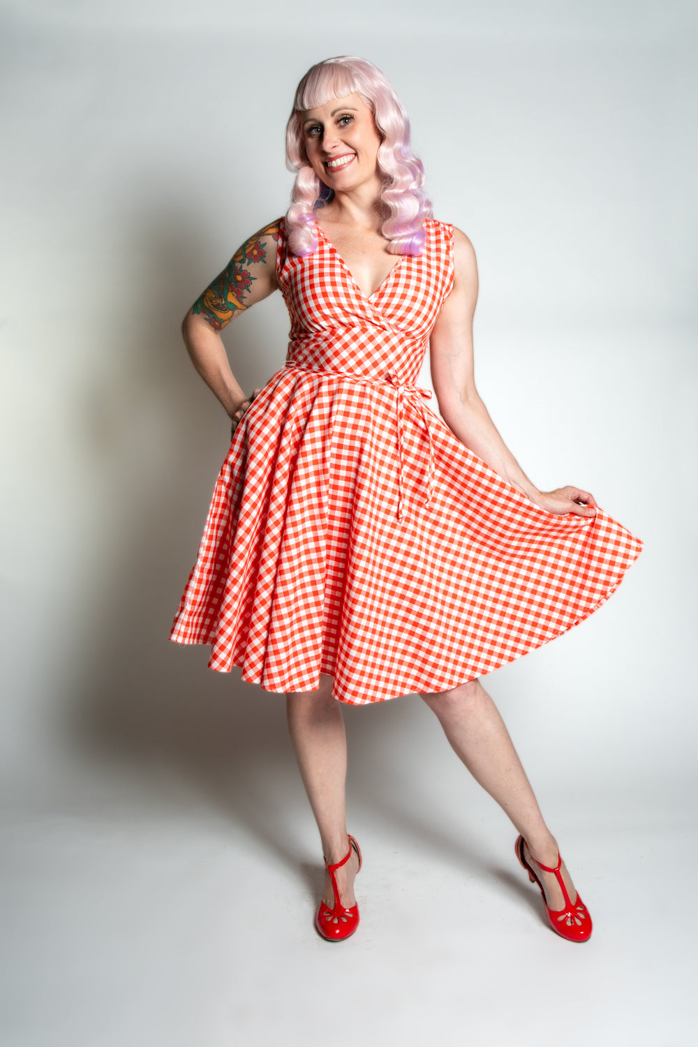 Serena Swing Dress- Tomato Gingham *sale