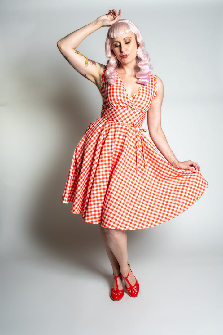 Serena Swing Dress- Tomato Gingham *sale