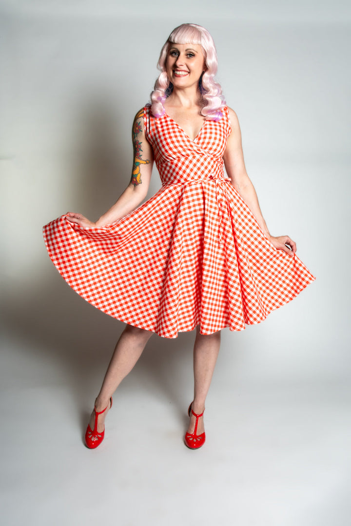 Serena Swing Dress- Tomato Gingham *sale