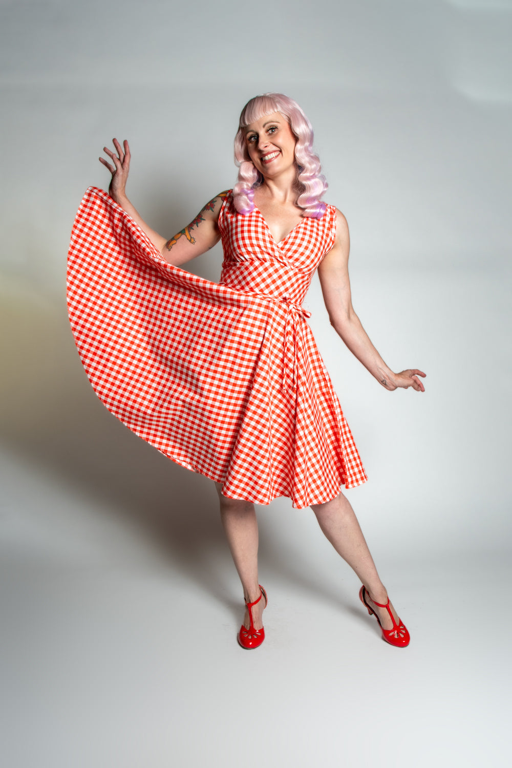 Serena Swing Dress- Tomato Gingham *sale