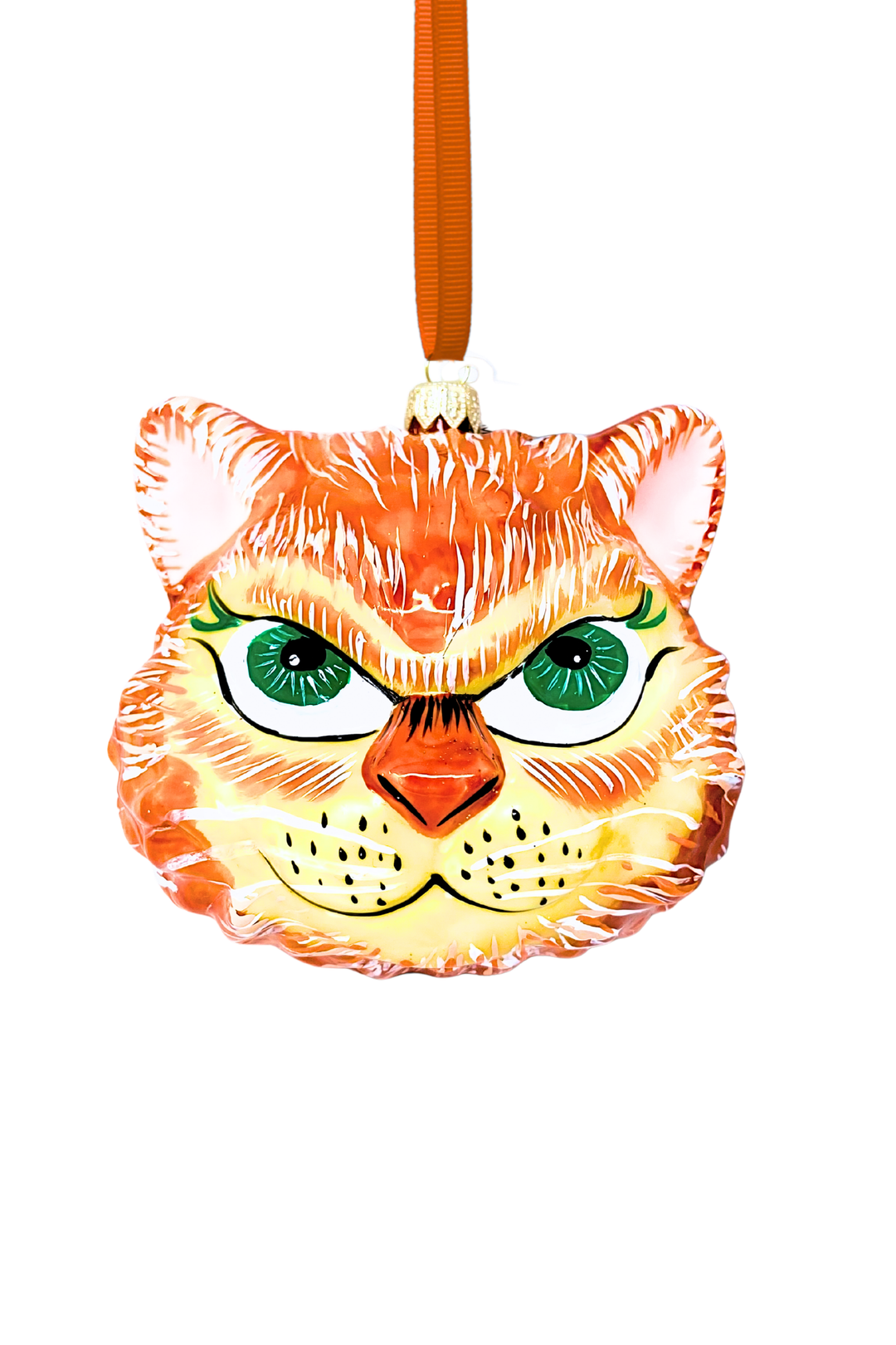 Rodney Ginger Cat Face Glass Ornament
