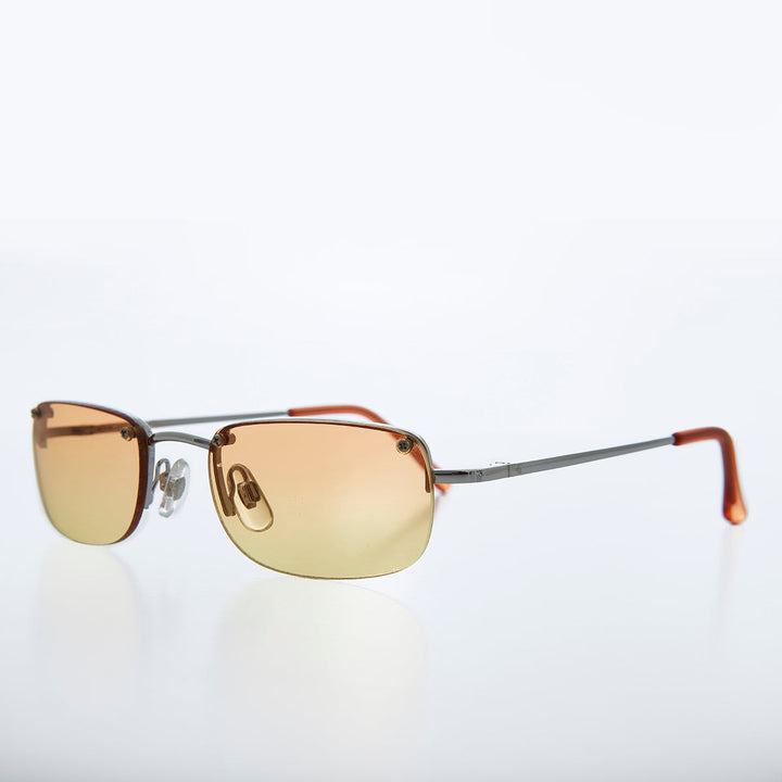 Rimless 90s Rectangle Sunglass with Two Color Lens - Rumi