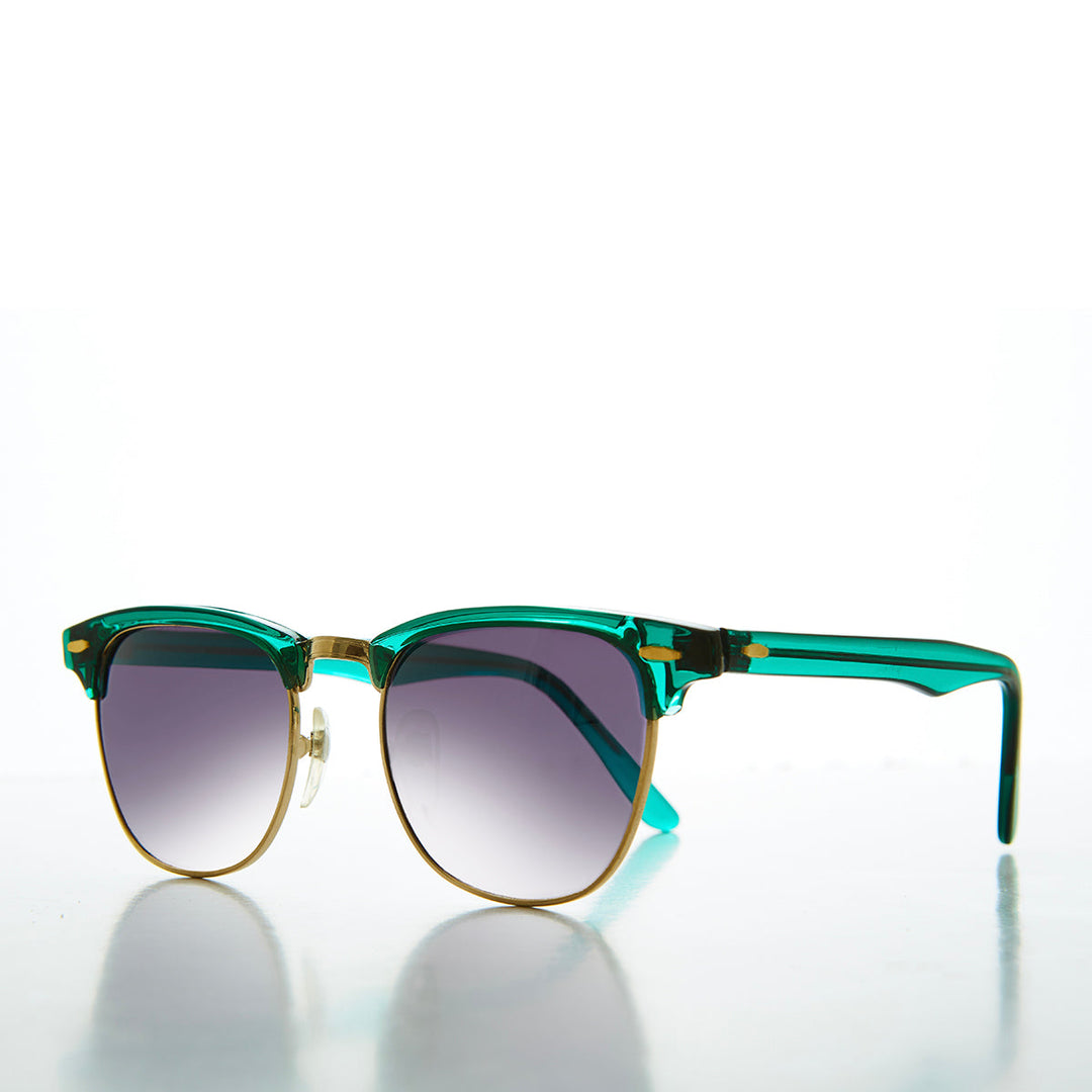 Half Rim Sunglasses with Flash Mirror Lens - Russo