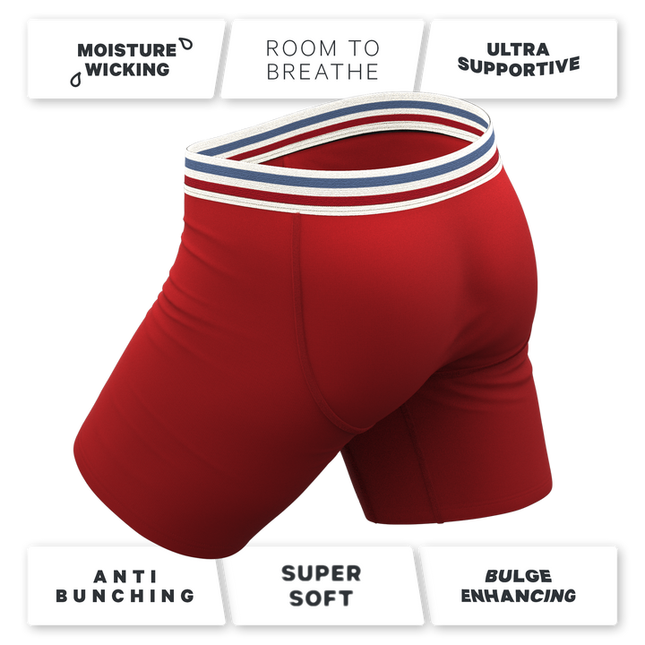 The Ready or Not | Bright Red Retro Long Leg Ball Hammock® Pouch Underwear With Fly