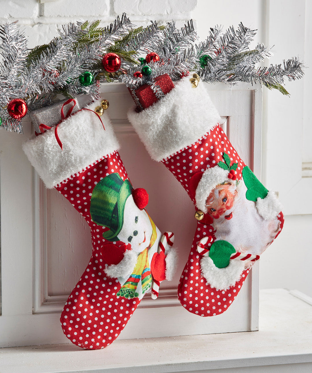 19" Snowman and Santa Christmas stocking set.