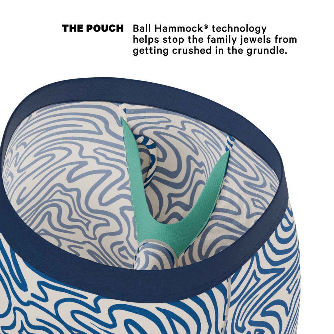 The Rio Grande | Abstract Navy Line Long Leg Ball Hammock® Pouch Underwear With Fly