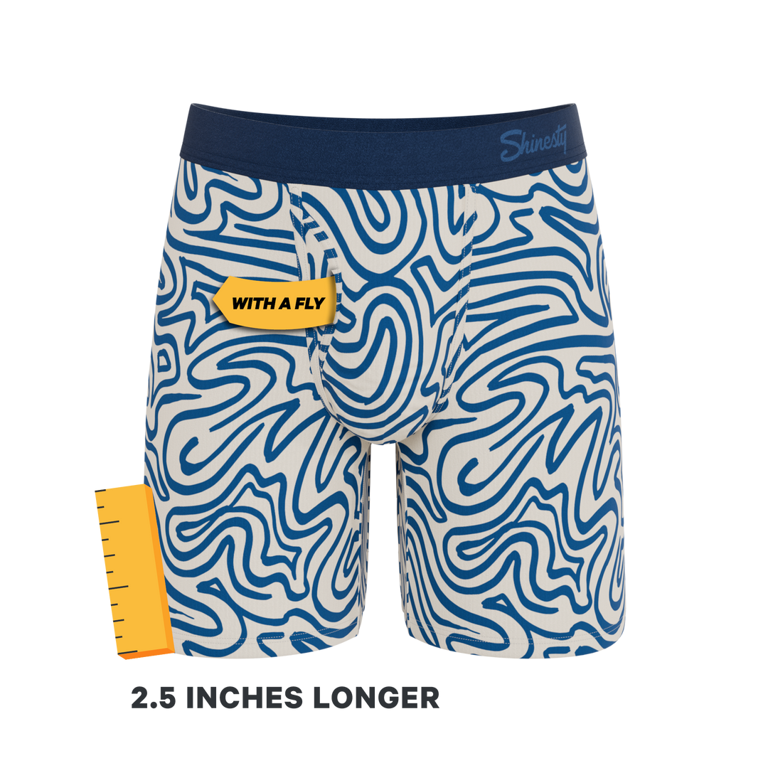 The Rio Grande | Abstract Navy Line Long Leg Ball Hammock® Pouch Underwear With Fly