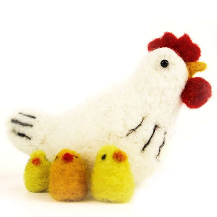 Round Hen with Chicks Needle Felting Kit by The Makerss KTS-RoundHenWithChicksComplete