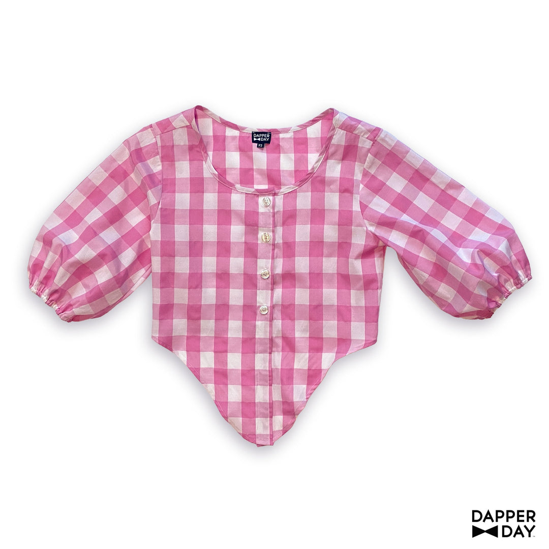 Gingham Meadow Blouse (Pink) - Final Sale
