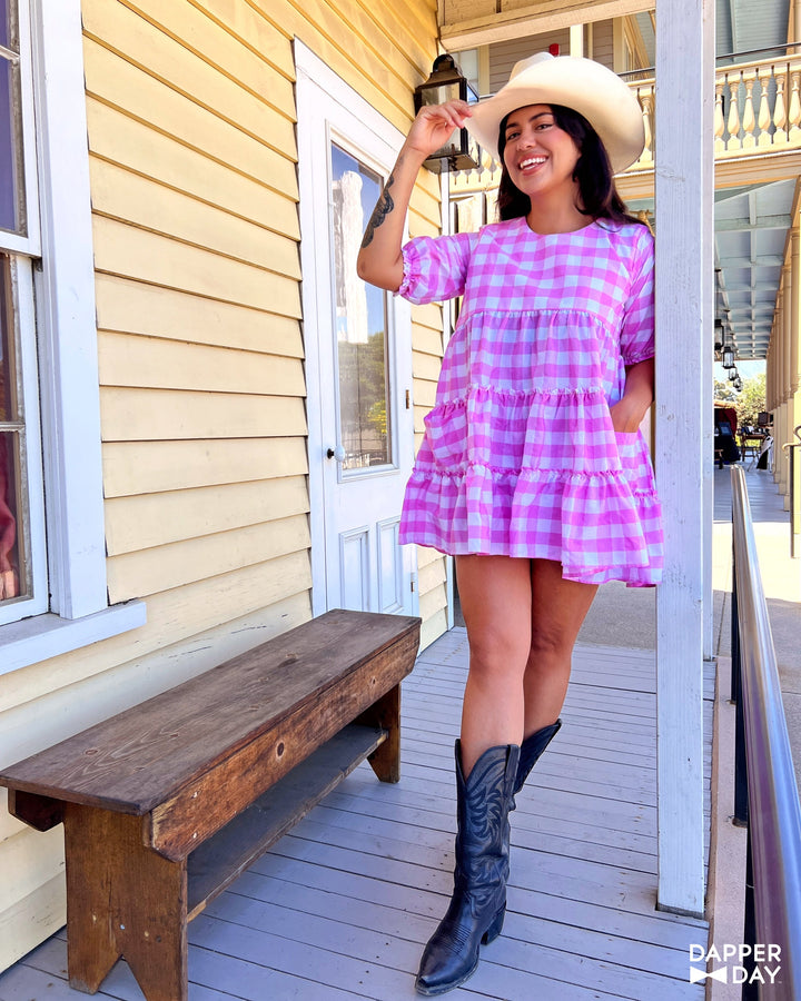 Prairie Mini Dress (Pink Gingham) - Final Sale