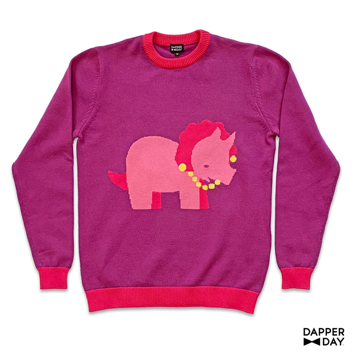 Pink Triceratops Knit Pullover