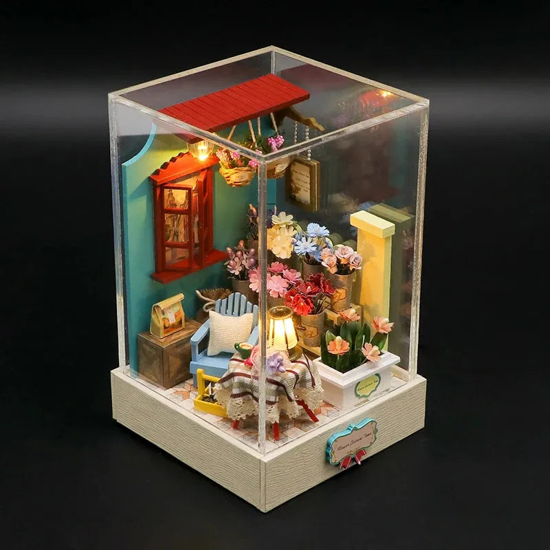 Miniature Wizardi Roombox Kit - Flower Shop Dollhouse Kit F07M5-33-S2202