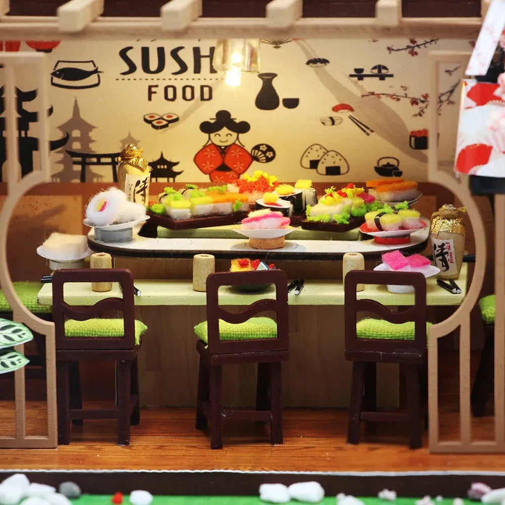 Miniature Wizardi Roombox Kit - Sushi Restaurant Dollhouse Kit