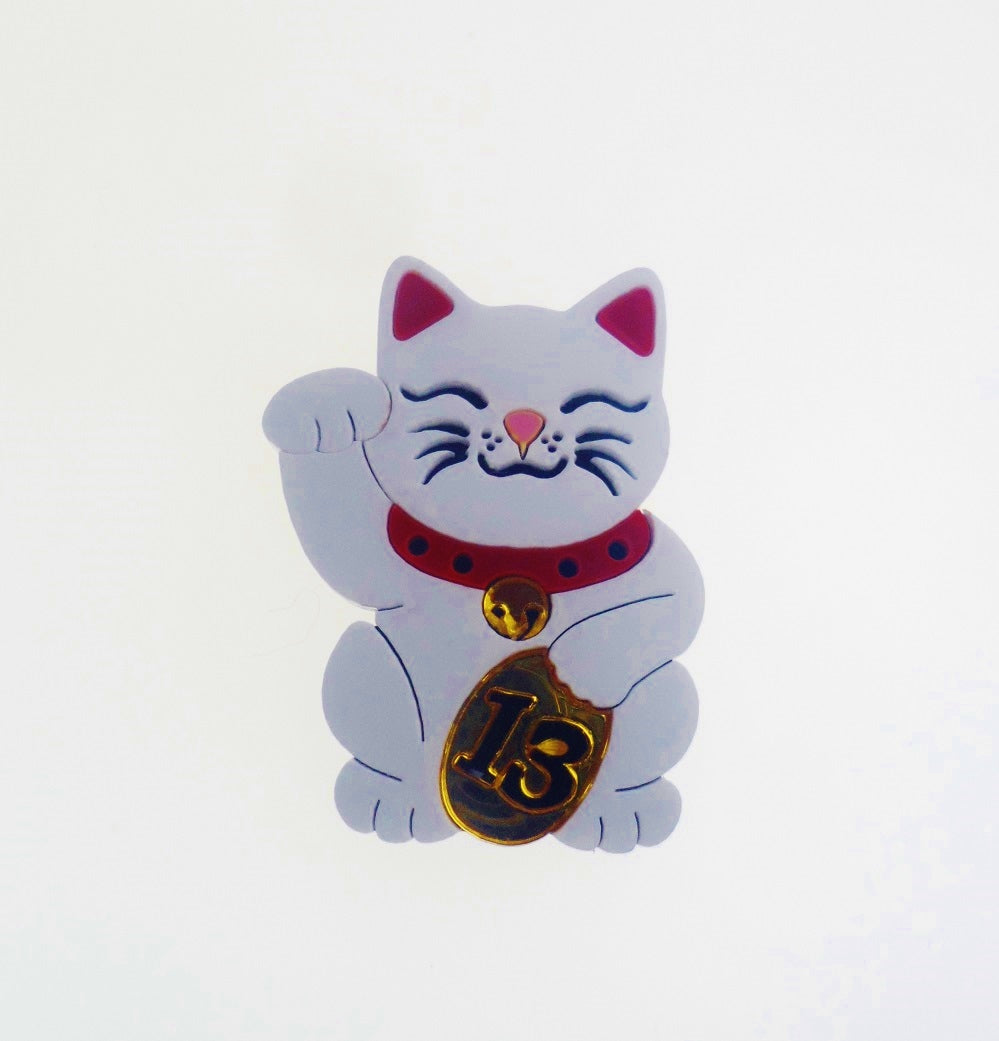 Maneki Neko Lucky Cat Brooch