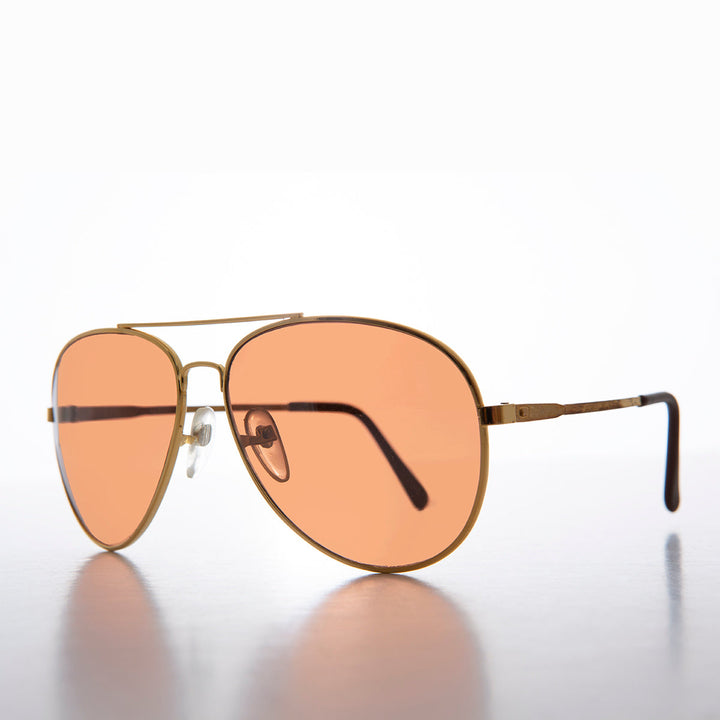 Classic Metal Aviator Vintage Sunglasses with Copper Lenses - Sarge