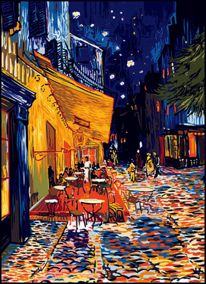Needlepoint canvas for halfstitch without yarn Caf√© Terrace - Van Gogh SE929.569 Seg De Paris Printed Tapestry Canvas