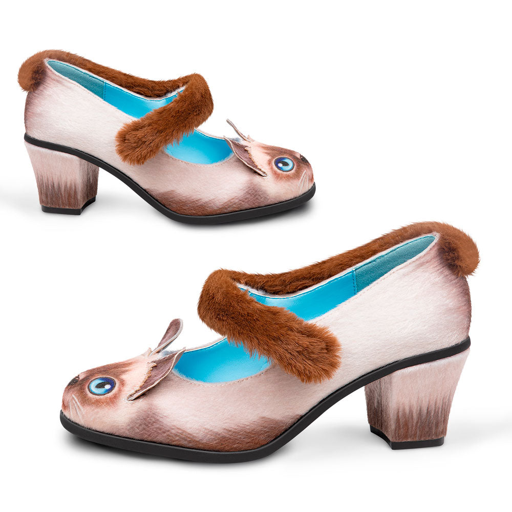 Chocolaticas® Mid Heels Siamese Cat Women's Mary Jane Pump