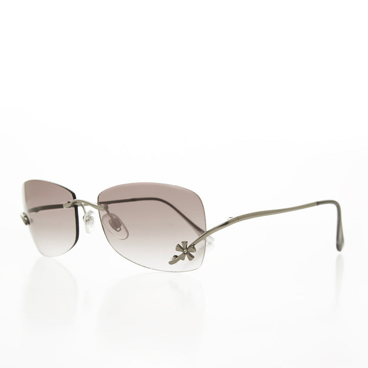 Flower Accent Rimless 90s Sunglasses - Cena