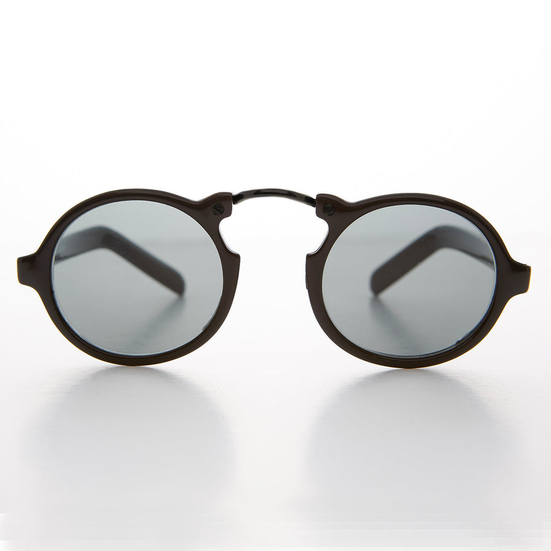 Round Motorbike Vintage Sunglass with Arched Bridge - Grant