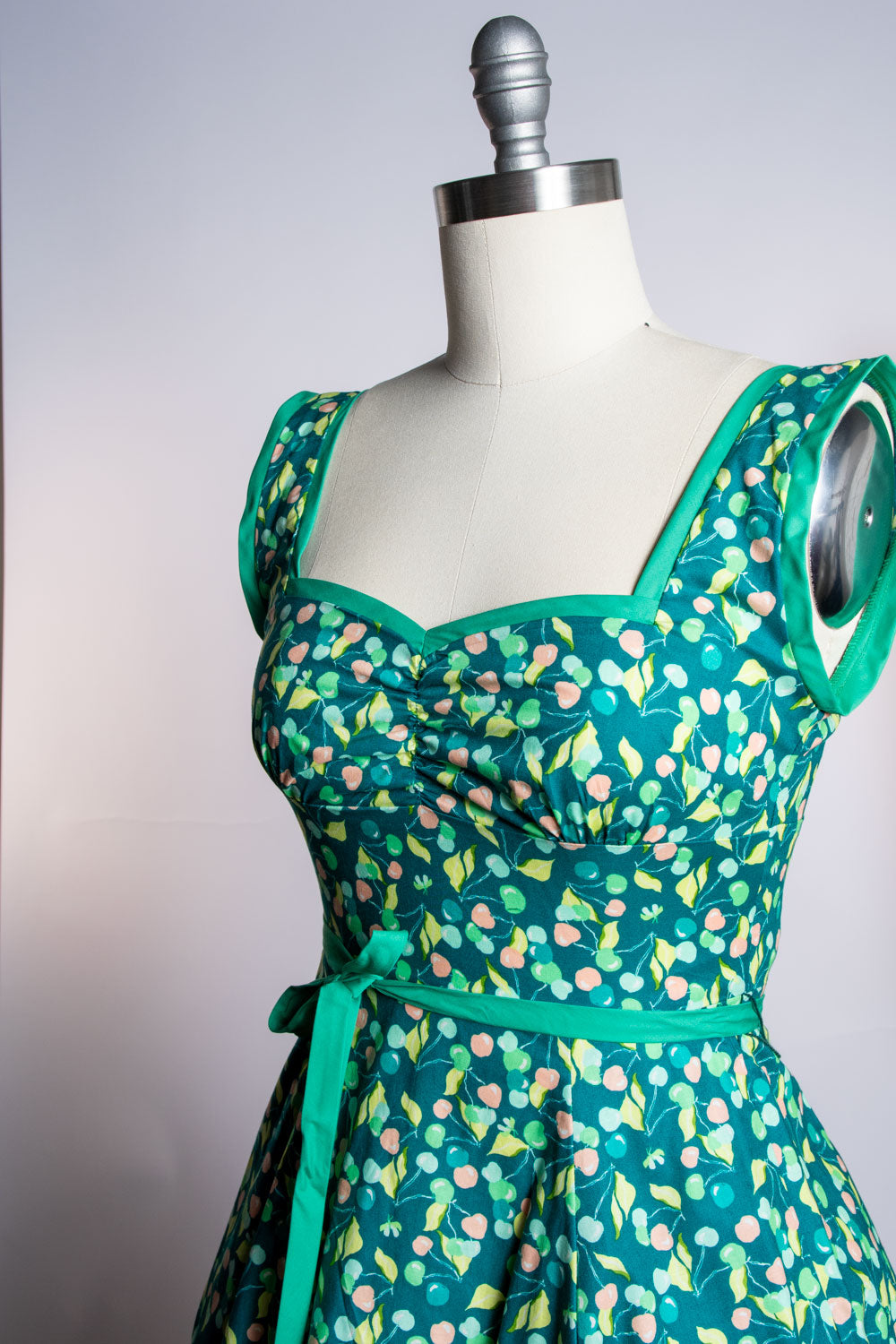 Sadie Dress- Green Cherries