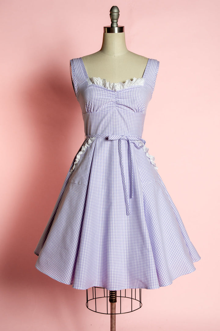 Sadie Dress- Lavender Gingham w/ Eyelet Trim