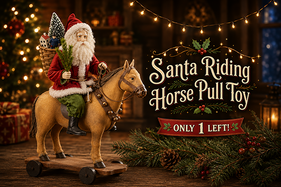 Santa Riding Horse Pull Toy by Bethany Lowe – view 5