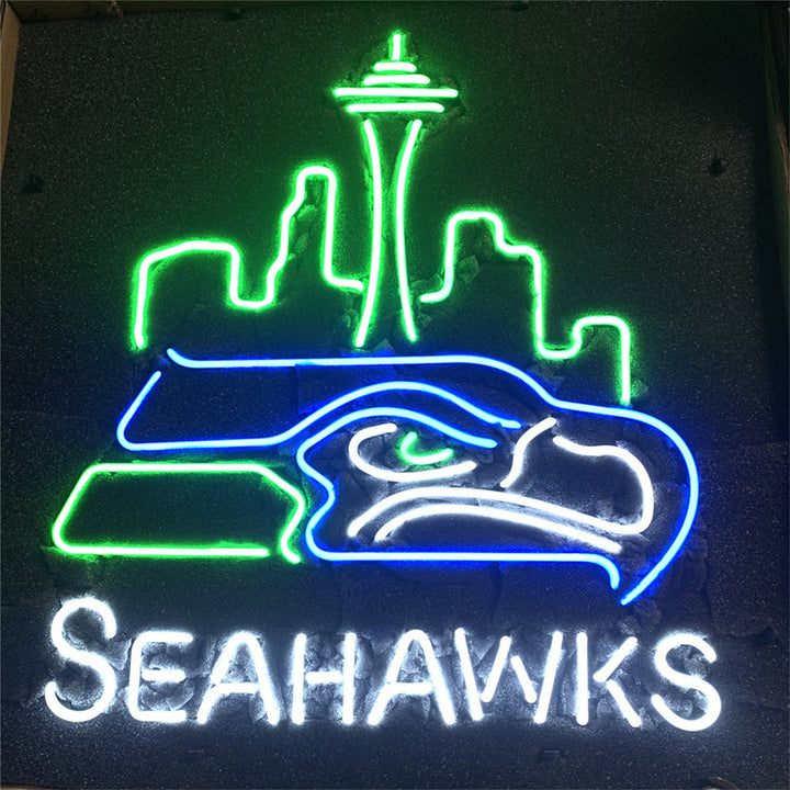 Seattle Skyline Seahawks Logo Neon Signs Light