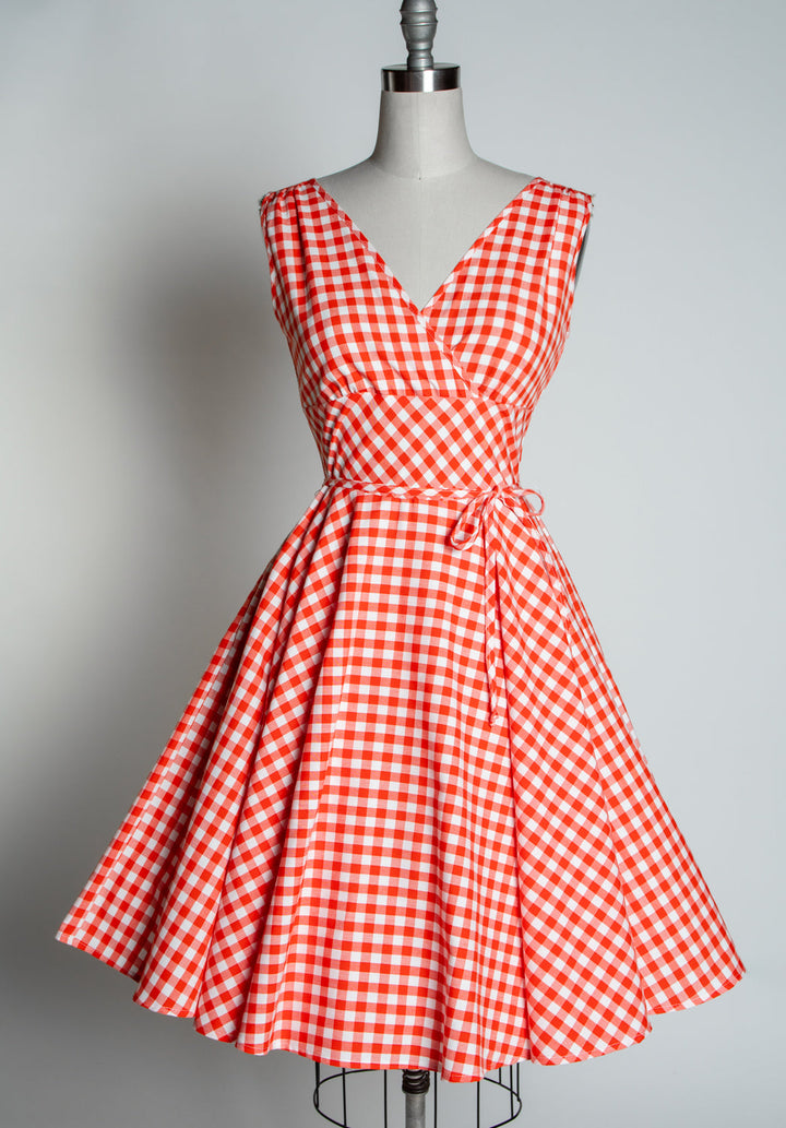 Serena Swing Dress- Tomato Gingham *sale