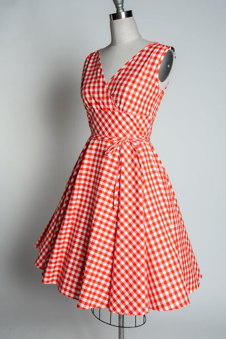 Serena Swing Dress- Tomato Gingham *sale