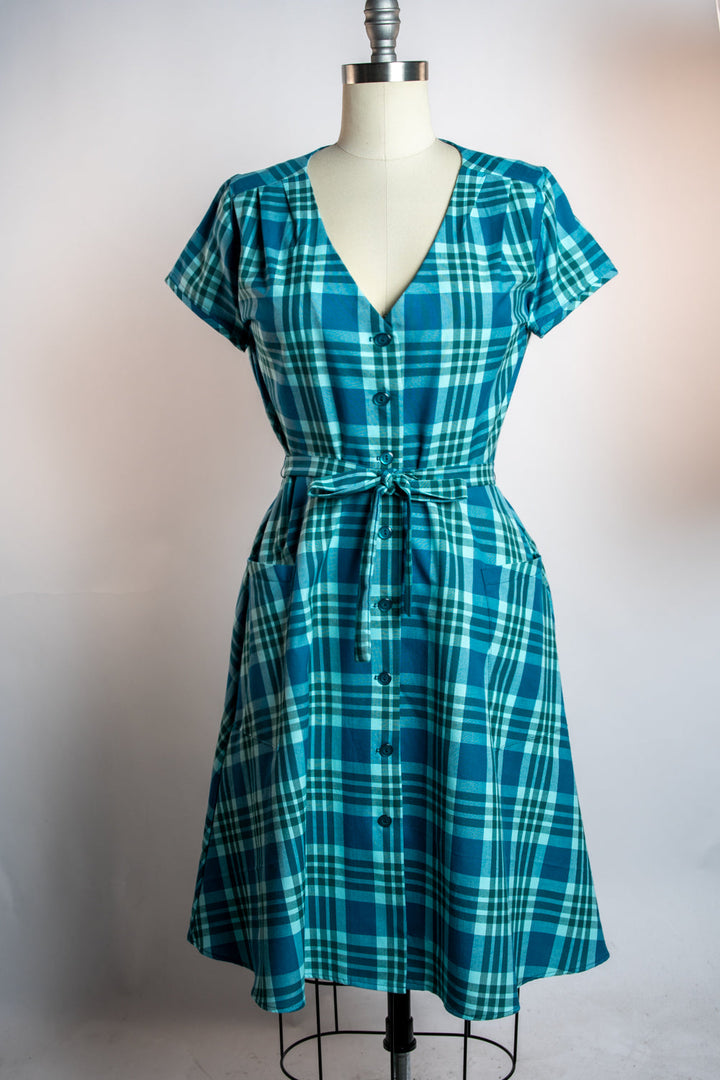 Sheila Dress - Teal Plaid