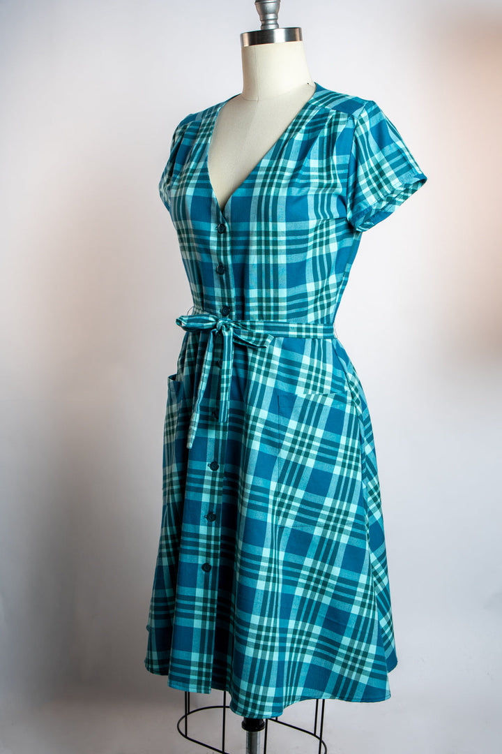 Sheila Dress - Teal Plaid