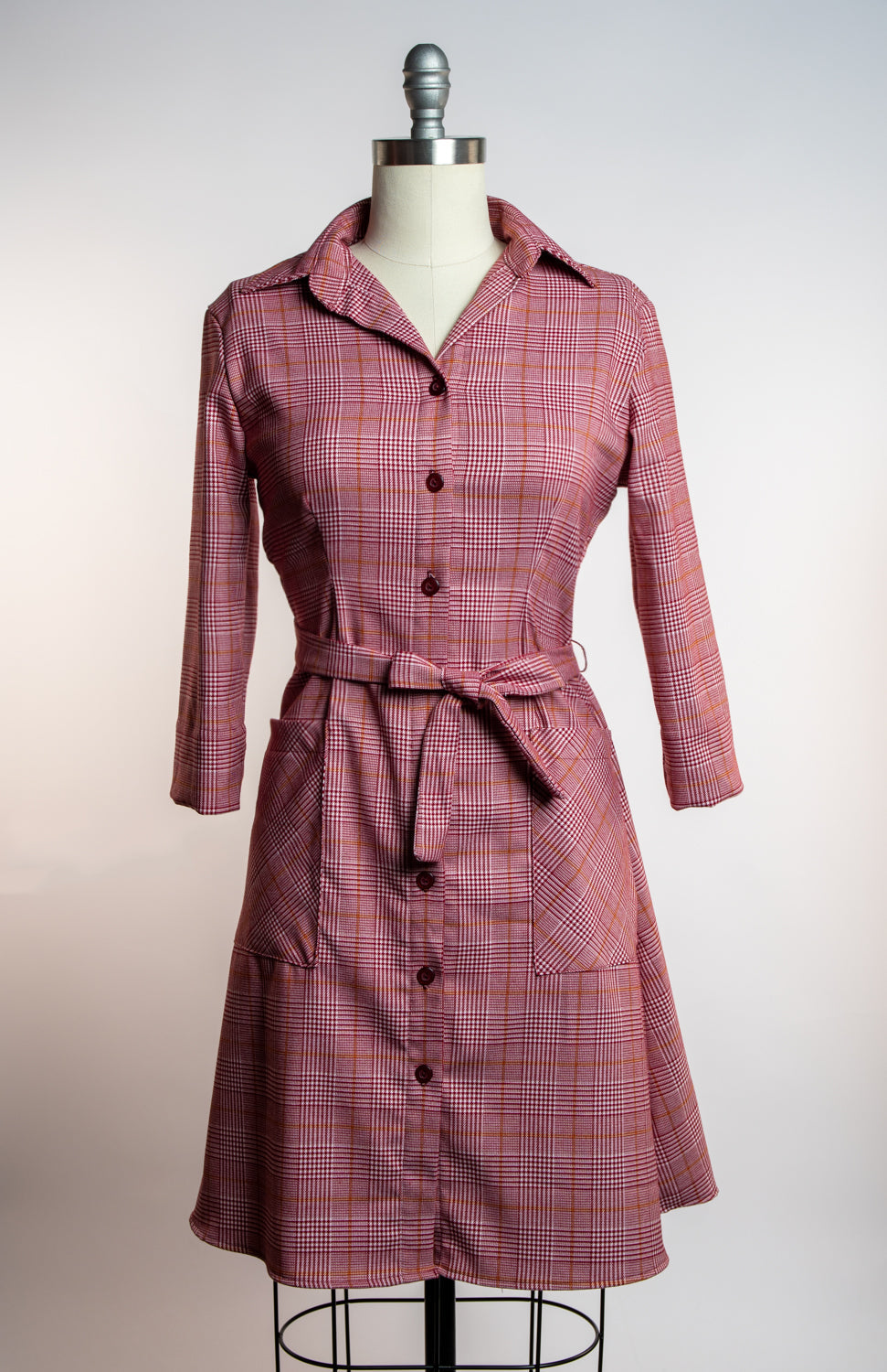Shirt Dress - Burgundy Plaid