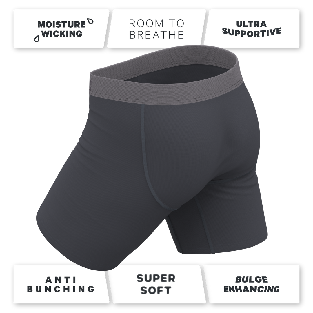The Slate Expectations | Grey Tonal Long Leg Ball Hammock® Pouch Underwear With Fly