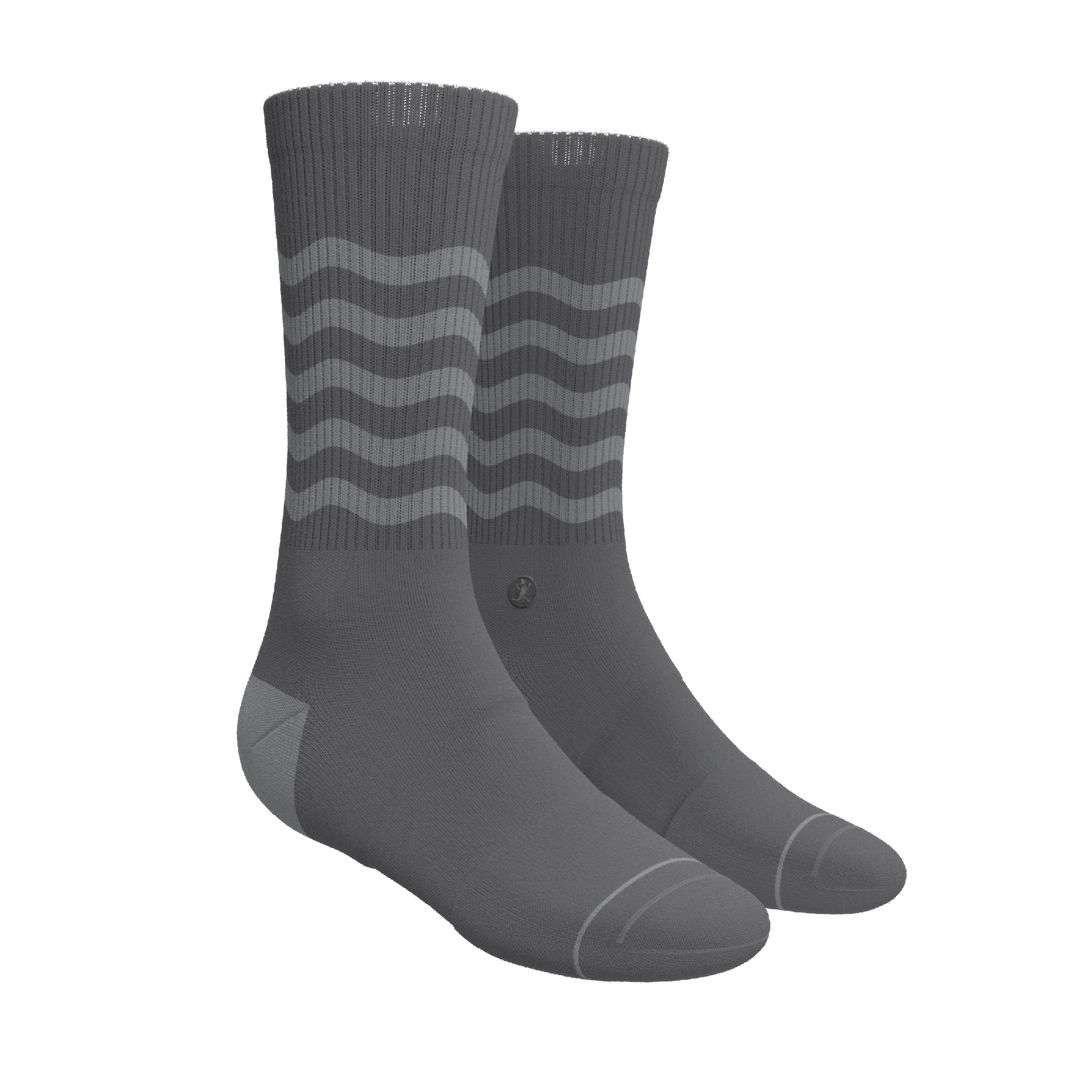 The Sleek | Gray Waves Heel Hammock™ Crew Socks