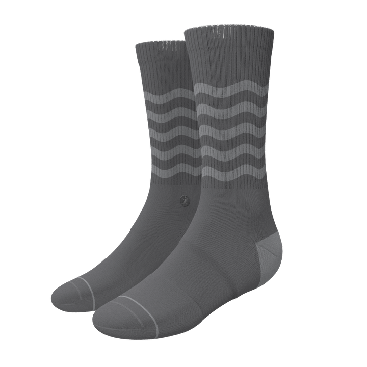 The Sleek | Gray Waves Heel Hammock™ Crew Socks
