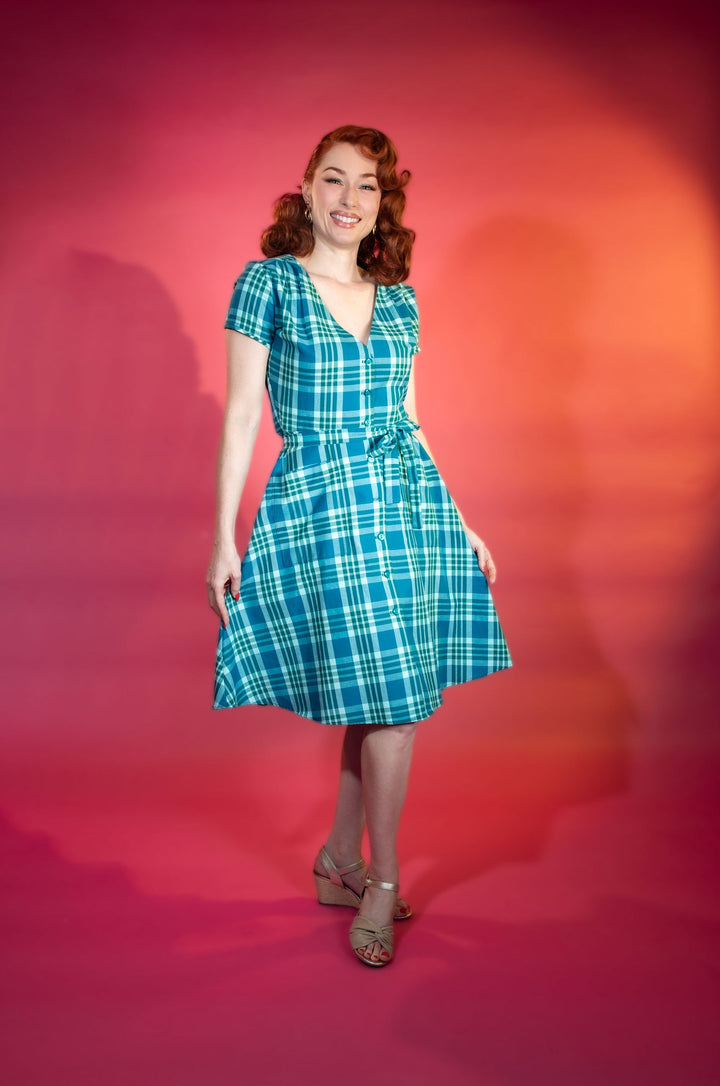 Sheila Dress - Teal Plaid