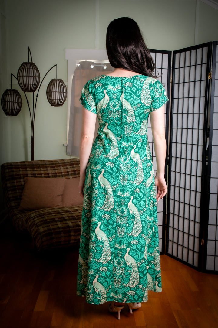 Wanda Maxi Dress - Peacock Damask, Green