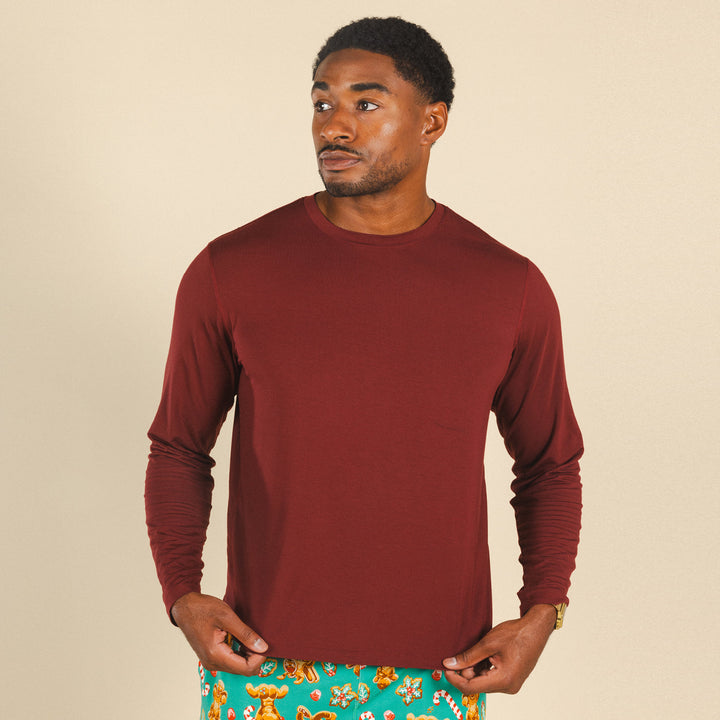 The Sommelier | Burgundy SleepDeep™ Men’s Long Sleeve Pajama Shirt