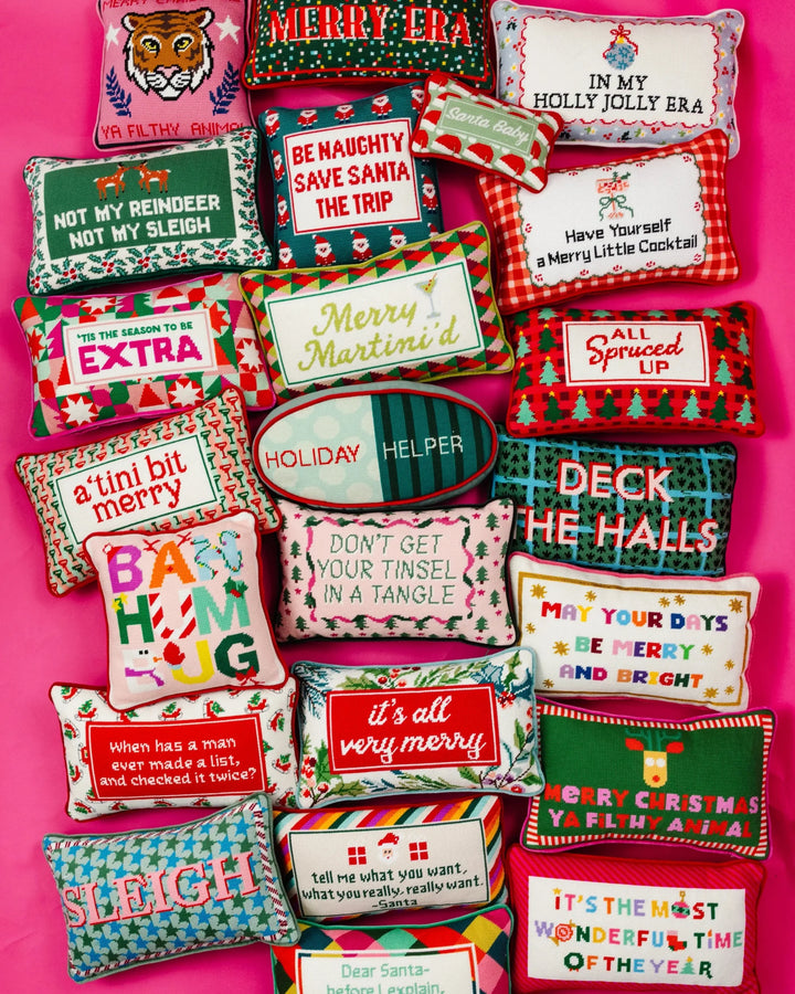 Holiday Helper Needlepoint Pillow