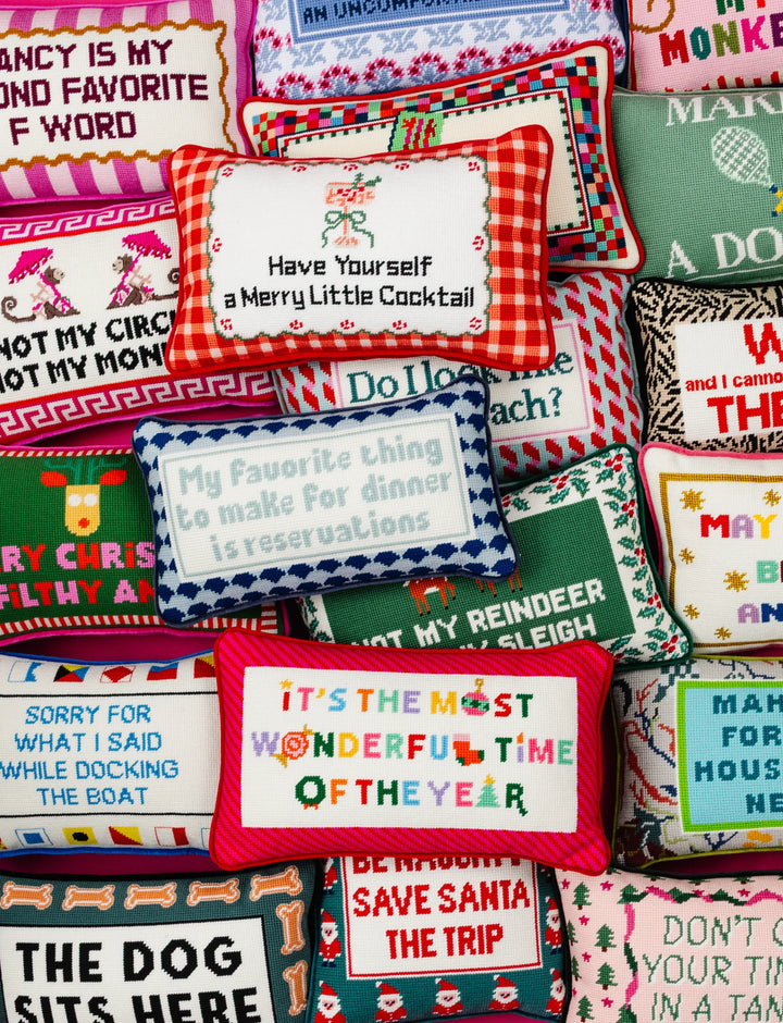 Most Wonderful Time Needlepoint Pillow